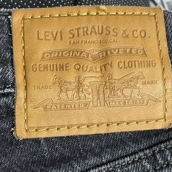 Levi's Denim Shorts Womens 30 Black Premium Ribcage High Rise Button Fly Cut Off - Picture 3 of 8